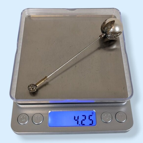 Antique Pearlescent Hat Pin and Cap - Picture 6 of 6